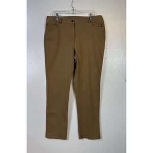 Ruby Rd Womens Brown Denim Pants Sz 14 Straight Leg Stretch Elastic Waist